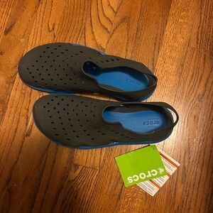 CROCS Black and Blue Perforated Slip-On water shoes  C
